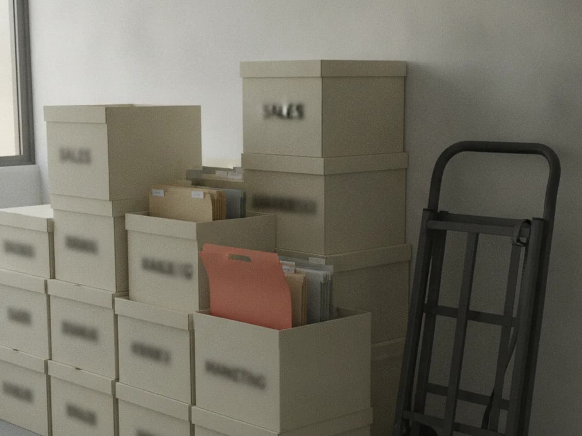 Beschriftete Archivkisten für den Büroumzug